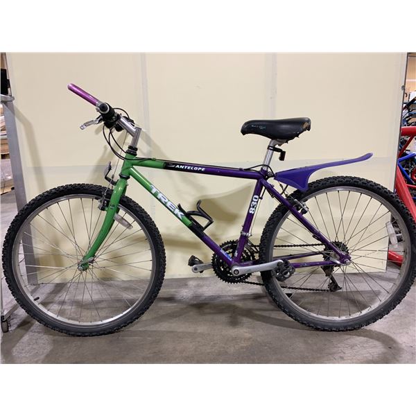 TREK ANTELOPE 830 PURPLE WITH GREEN DETAILS 21 SPEED MOUNTAIN BIKE