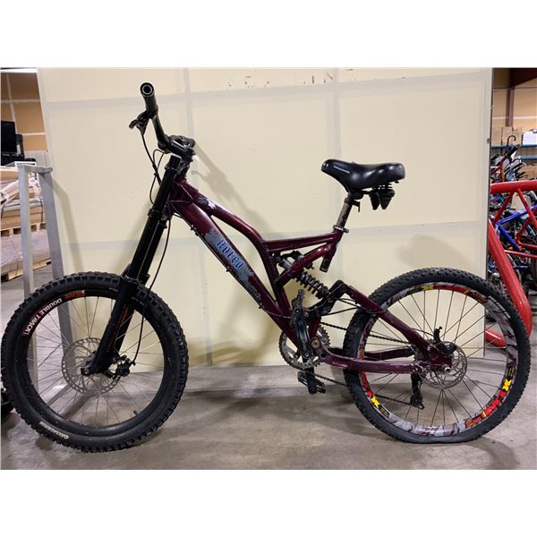 NORCO PERFORMANCE RED 8 SPEED FULL SUSPENSION MOUNTAIN BIKE WITH FULL DISC BRAKES