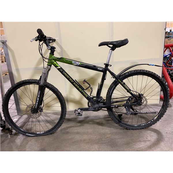 ROCKY MOUNTAIN TRAIL HEAD GREEN / BLACK 24 SPEED FRONT SUSPENSION MOUNTAIN BIKE WITH FULL DISC