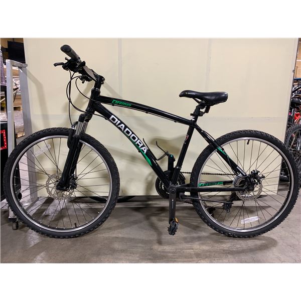 DIADORA ORMA BLACK / GREEN 21 SPEED FRONT SUSPENSION MOUNTAIN BIKE WITH FULL DISC BRAKES