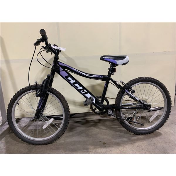 CCM F52.0 BLACK WITH PURPLE DETAILS 6 SPEED FRONT SUSPENSION CHILDRENS MOUNTAIN BIKE