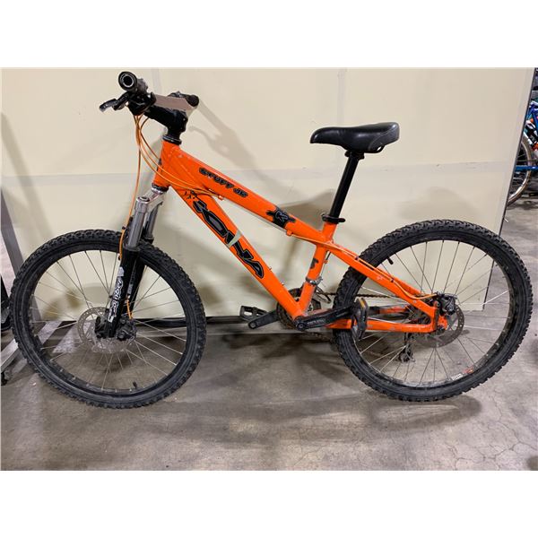 KONA STUFF JR ORANGE 16 SPEED FRONT SUSPENSION MOUNTAIN BIKE