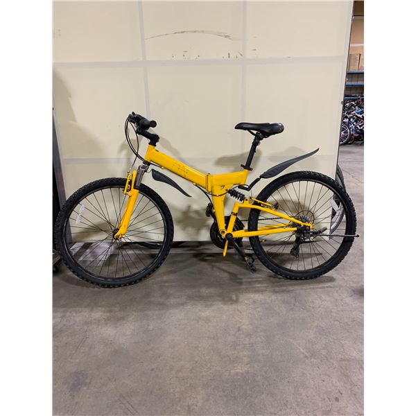 YELLOW NO NAME 18 SPEED FULL SUSPENSION FOLDABLE HYBRID BIKE