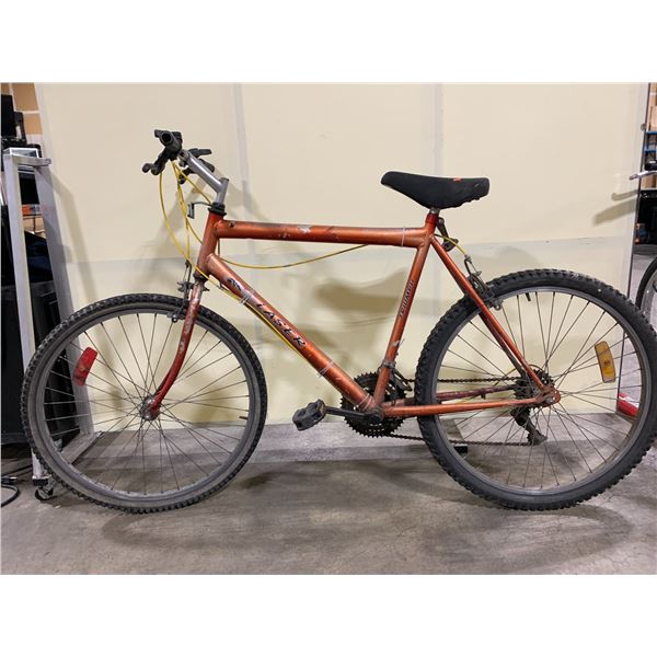 2 BIKES: PATHFINDER GREEN 18 SPEED MOUNTAIN BIKE, & TRIUMPH LASER ORANGE 15 SPEED  MOUNTAIN BIKE