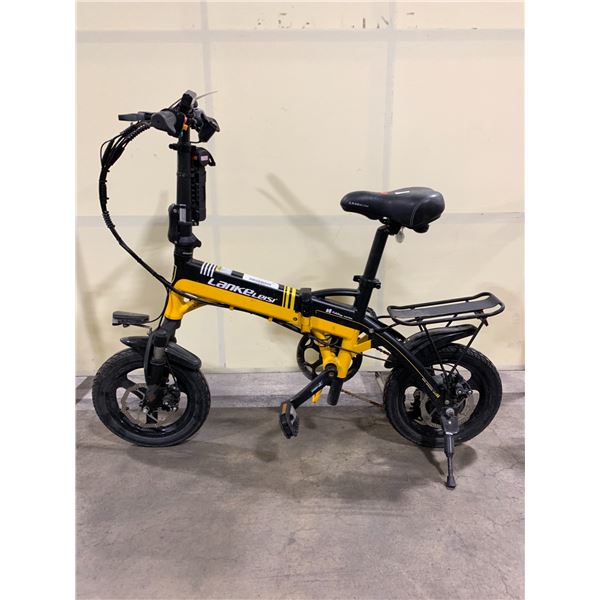 LANKELEISI YELLOW / BLACK 6 SPEED FRONT SUSPENSION MINI FOLDING BIKE