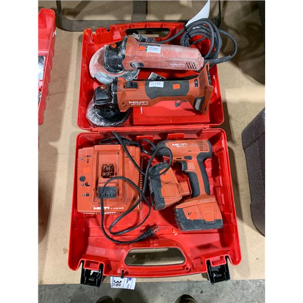 HILTI CORDED AG 450-7 TILE GRINDER, HILTI AG 4S-A22 CORDLESS GRINDER, HILTI SID 144-A CORLESS IMPACT