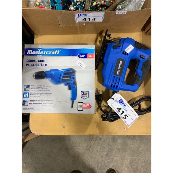 MASTERCRAFT 3/8 INCH CORDED DRILL & MASTERCRAFT 120 VOLT ORBITAL JIGSAW