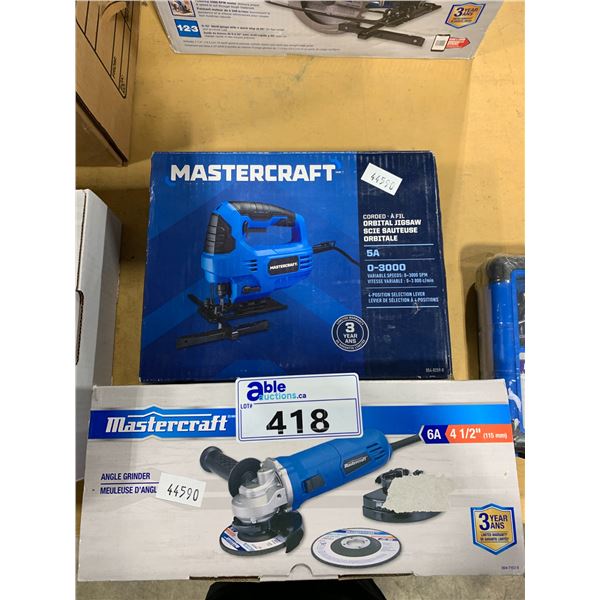 MASTERCRAFT 6 AMP 4-1/2 INCH CORDED ANGLE GRINDER & MASTERCRAFT 5 AMP CORDED ORBITAL JIGSAW