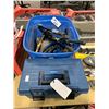 Image 1 : MASTERCRAFT  PLASTIC TOOL BOX FILLED WITH ASSORTED TOOLS & BIN FILLED WITH ASSORTED LARGE HAND TOOLS