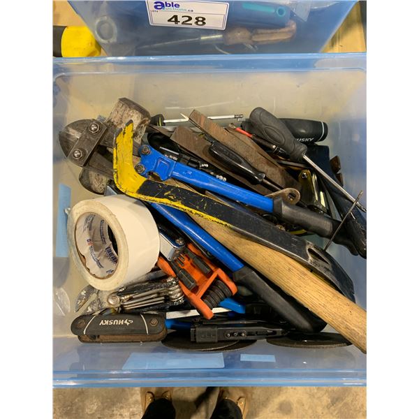 BIN OF ASSORTED SMALL HAND TOOLS