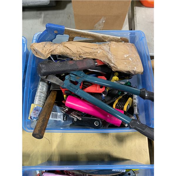 BIN OF ASSORTED HAND TOOLS