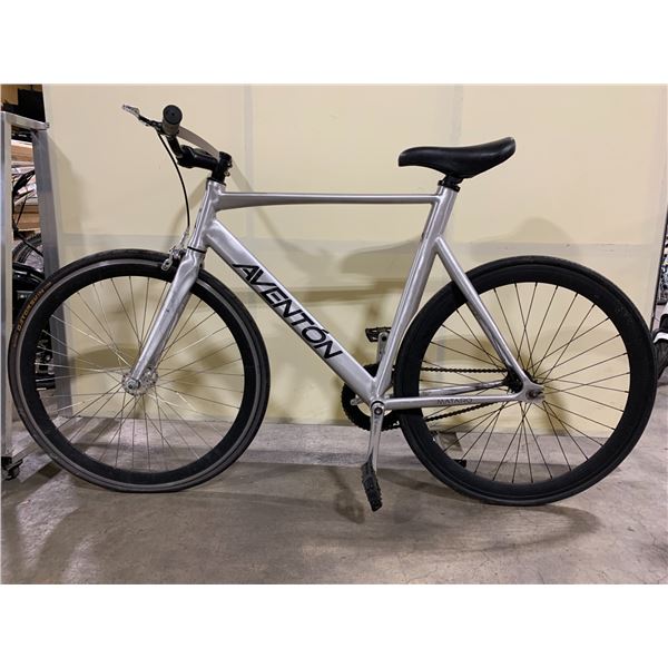 AVENTON SILVER SINGLE SPEED FIXED GEAR ROAD BIKE