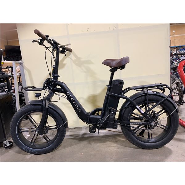 ET CYCLE F720 BLACK 8 SPEED FRONT SUSPENSION FOLDING BIKE WITH FULL DISC BRAKES *NO KEY, NO CHARGER*