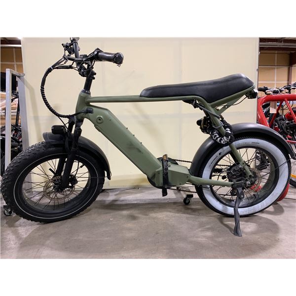 RIZE GREEN 7 SPEED FRONT SUSPENSION ELECTRIC BIKE WITH FULL DISC BRAKES *NO KEYS, NO CHARGER*