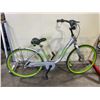 Image 2 : 2 BIKES: U-BICYCLE GREY SINGLE SPEED CRUISER STYLE BIKE & HARO BLUE 21 SPEED MOUNTAIN BIKE *NEEDS