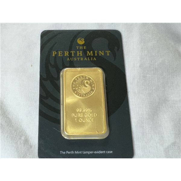 1 OUNCE BAR OF 99.99% PURE GOLD BAR ISSUED BY PERTH MINT