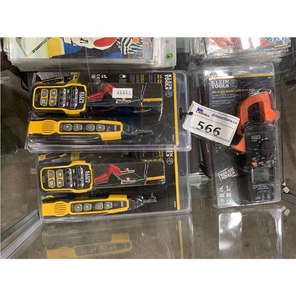 2-KLEIN TOOLS TONE & PROBE WIRE TRACKING KIT & KLEIN TOOLS 600A AC AUTO DIGITAL CLAMP METER