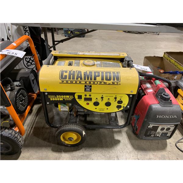 CHAMPION 3500W PEAK WATTS/ 3000W RUNNING WATTS MOBILE GAS OPERATED GENERATOR