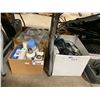 Image 1 : 3 BOXES OF ASSORTED MAKITA BATTERY CHARGERS, ABS Y2DS SOLVENT CEMENT, CHEMINEES SUSPENSION BAND