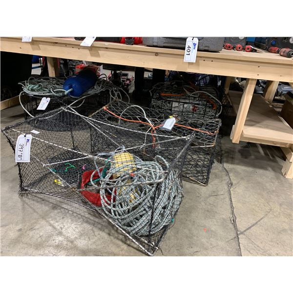 3 ASSORTED CRAB TRAP INCLUDING: 2-29 W FOLDING CRAB TRAP WITH ASSORTED CONTENT &