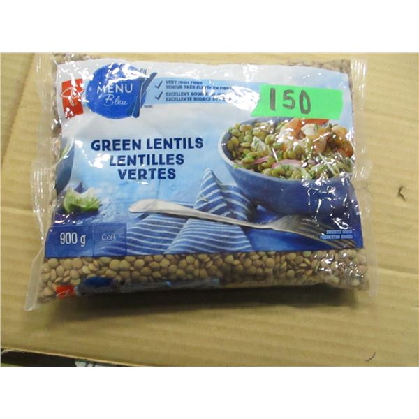 SHELF PULLS (AS IS):  GREEN LENTILS (900G) - BAG