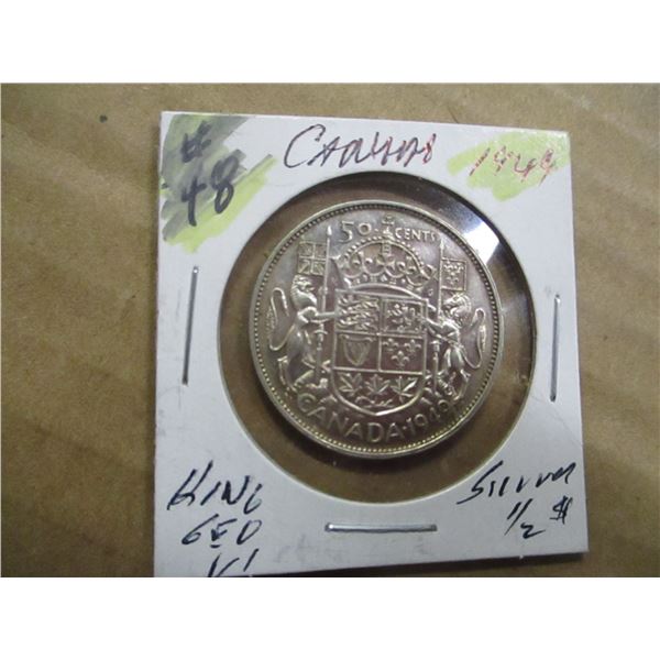 1949 CANADA KING GEORGE VI SILVER HALF DOLLAR