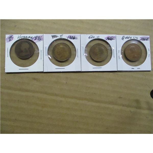 1895 VICTORIAN, 1936 KGV, 1950 KGVI & 1964 QEII HALF PENNY TOKENS