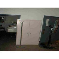 LOT - 1 METAL CABINET, 1 COAT RACK