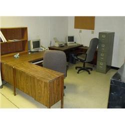 LOT - CONTENTS OF ROOM - DESKS, FILE CABINETS, CHAIRS, ETC….
