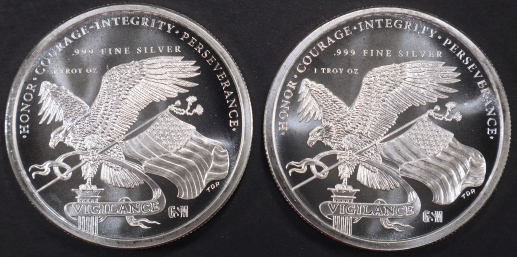(2) 1 OZ .999 SILVER DONALD TRUMP ROUNDS