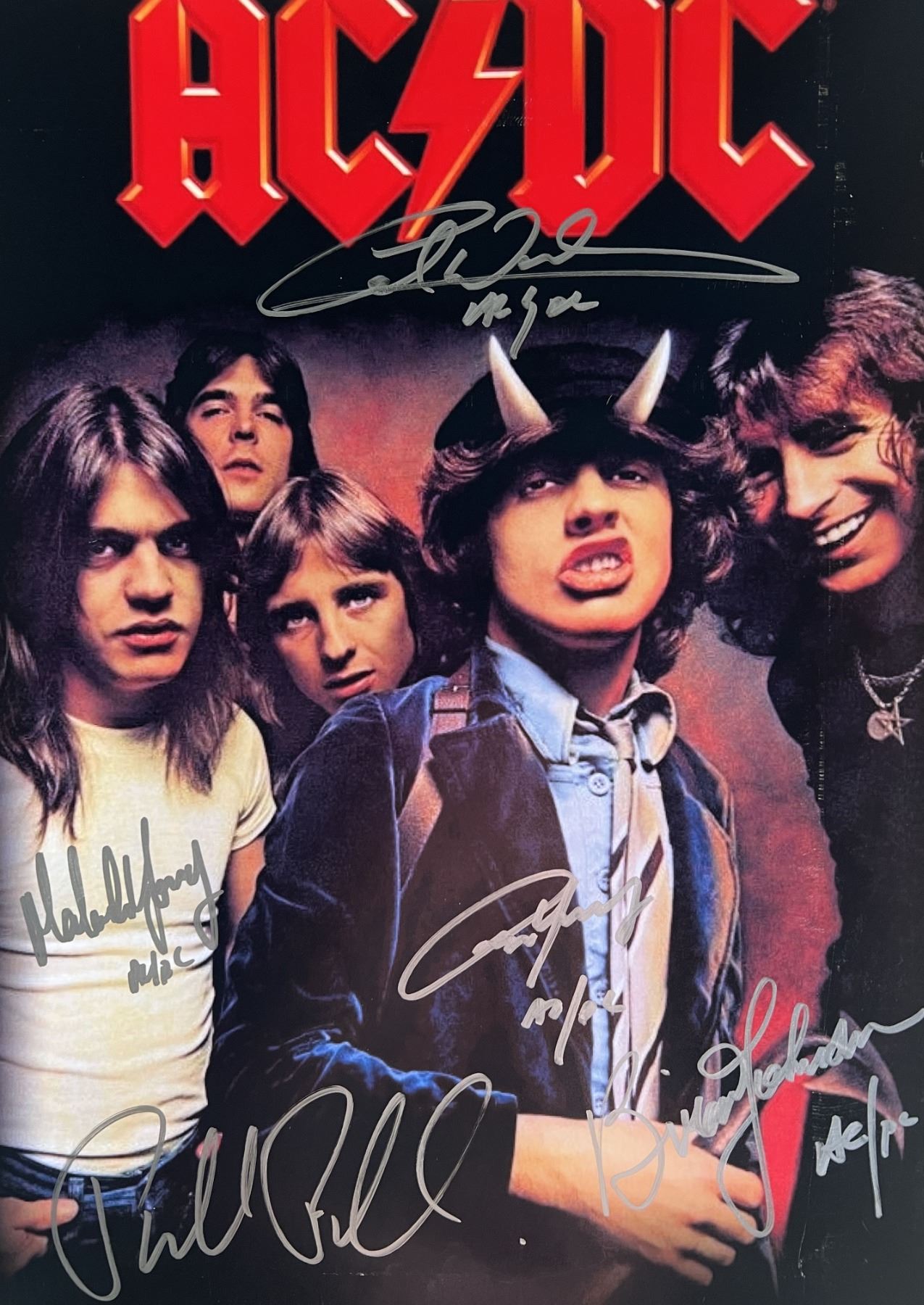 AC/DC band signed mini poster