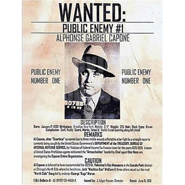 Al Capone Wanted Poster