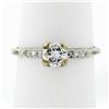 Image 1 : Antique Art Deco Platinum .65 ctw Transitional Diamond Engagement Ring w/ Accent