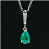 Image 6 : Petite 14K TT Gold .81 ctw Pear Emerald Long Baguette Diamond Drop Dangle Pendan
