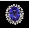 Image 2 : GIA Cert 16.52 ctw Tanzanite and Diamond Ring - 14KT White Gold