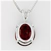 Image 5 : New 14K White Gold 7.43 ctw Oval Brilliant Almandine Garnet Pendant w/ 18" Chain