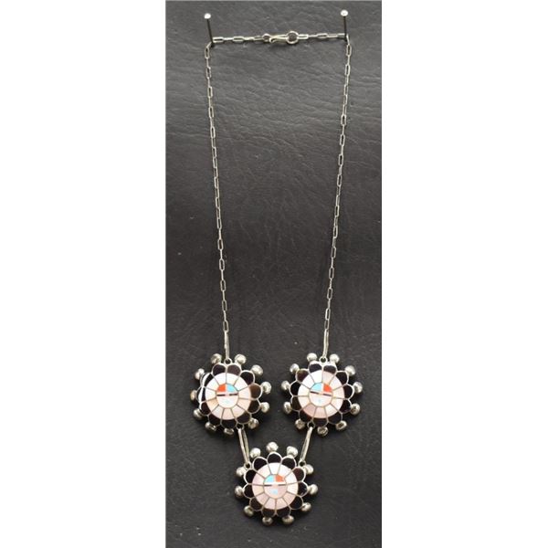 ZUNI INDIAN NECKLACE AND EARRINGS