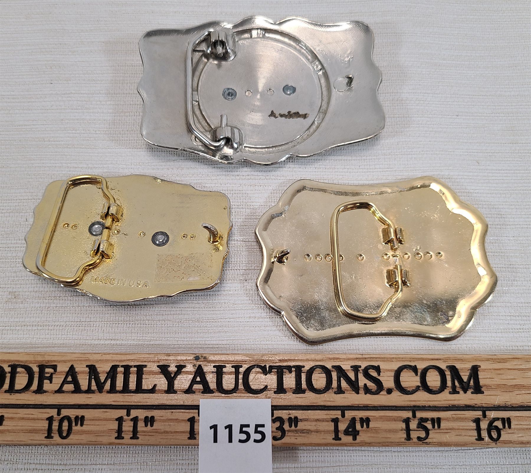 LOT OF 3 - WESTERN GOLD STYE BELT BUCKLES