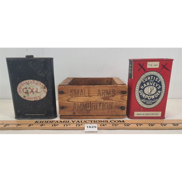 Gun Powder Box LOT OF 3 - GUNPOWDER TINS & SMALL ARMS AMMUNITION BOX - Kidd Family ...