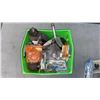 Image 2 : TOTE OF ASSORTED HARDWARE, CASTORS, LIGHTING AND MORE