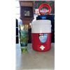 Image 2 : PORTABLE PROPANE BBQ WITH TANK, COLEMAN CAMPSTOVE OVEN  AND DRINK DISPENSER WITH 3 CUPS