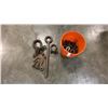 Image 1 : PAIL WITH CHAIN AND HOOKS, SHACKLES, LARGE EYE BOLT