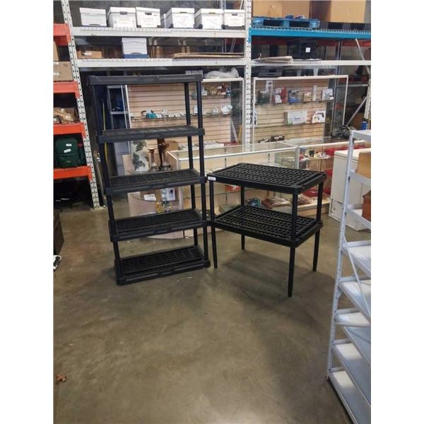 2 PLASTIC SHELVING UNITS