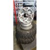 Image 2 : 4 ALUMINUM 12" RIMS 4 BOLT WITH 2 TIRES 26X10.00R12