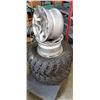 Image 3 : 4 ALUMINUM 12" RIMS 4 BOLT WITH 2 TIRES 26X10.00R12