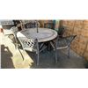 Image 2 : STONE LOOK PATIO TABLE WITH UMBRELLA  AND 6 CHAIRS