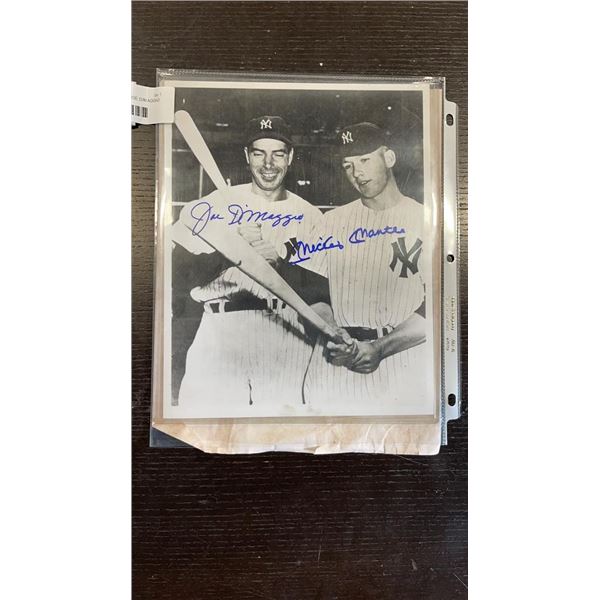 SIGNED BASEBALL PICTURE, JOE DIMAGGIO AND MICKEY MANTLE WITH CERTIFICATE