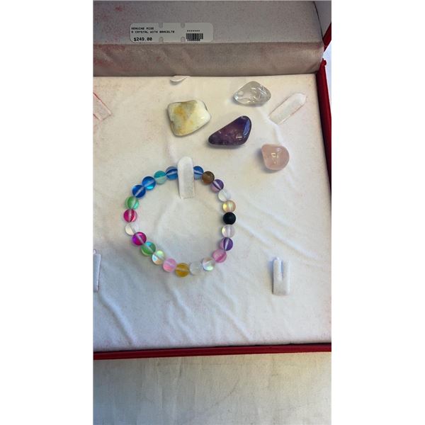 GENUINE MIXED CRYSTALS W/ GLASS BRACELET