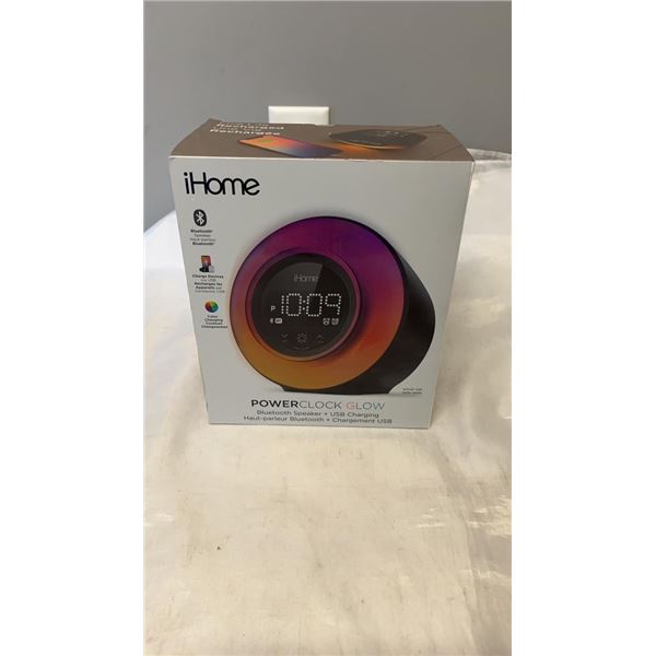 IHOME POWER CLOCK GLOW BLUETOOTH SPEAKER AND USB CHARGING