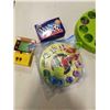 Image 2 : LOT OF TOYS - PACMAN GAME, WOODEN CLOCK TOY/ PUZZLE, SHREK GAME IN CASE, DALMATIONS 1996 MCDONALDS T